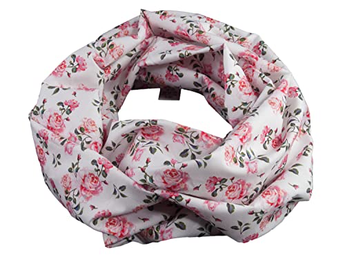 bettina bruder - Damen-Loop Schlauchschal Rosen Blumen weiß rosa bunt - 100% Baumwolle von bettina bruder