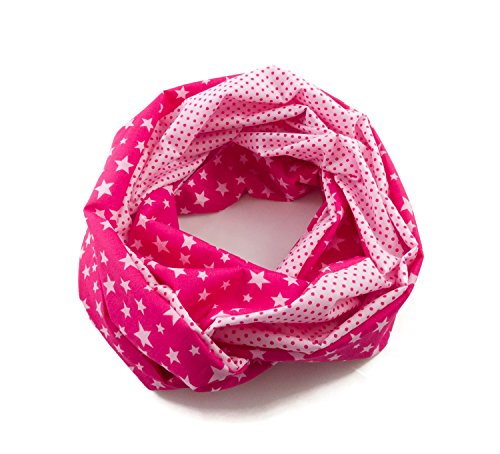 bettina bruder - Damen-Loop Schlauchschal Sterne Punkte pink rosa II- 100% Baumwolle von bettina bruder