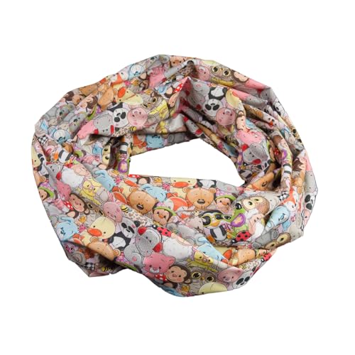 bettina bruder - Damen-Loop Schlauchschal Tiere Kuscheltiere lustig grau bunt - 100% Baumwolle … von bettina bruder
