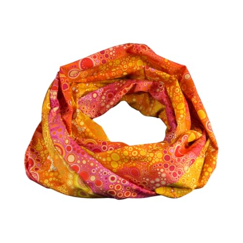bettina bruder - Damen-Loop Schlauchschal Tropfen Punkte Bubbles Farbverlauf orange gelb bunt - 100% Baumwolle von bettina bruder