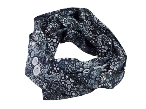 bettina bruder - Damen-Loop Schlauchschal Tropfen Punkte Bubbles schwarz weiß grau - 100% Baumwolle von bettina bruder