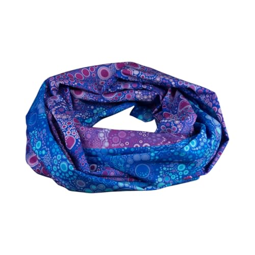 bettina bruder - Damen-Loop Schlauchschal Tropfen Punkte Farbverlauf blau aqua türkis lila bunt - 100% Baumwolle von bettina bruder