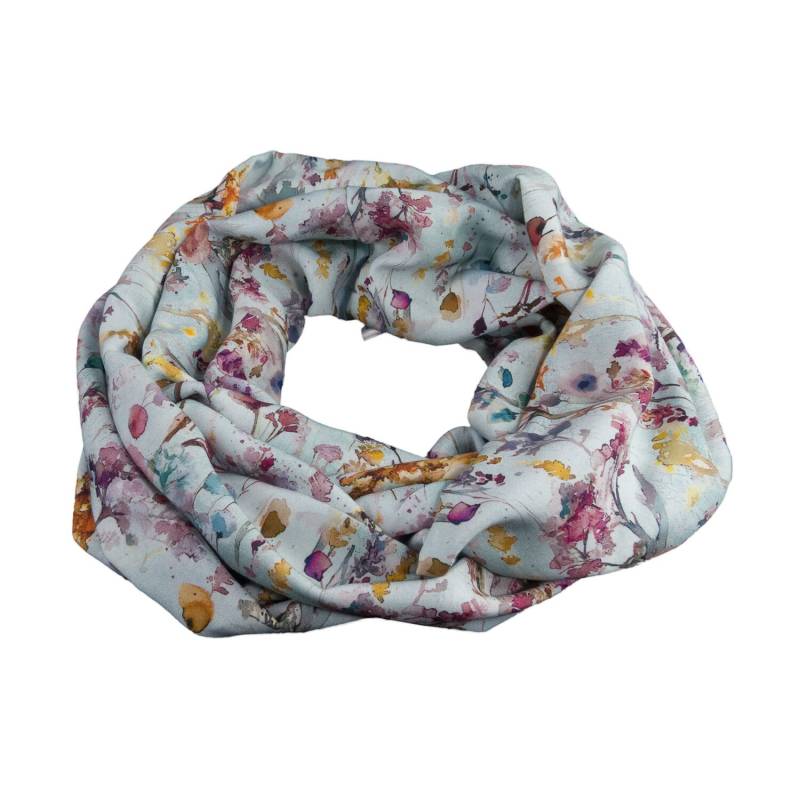 Damen-Loopschal Aquarell Pflanzen Helles Graublau Bunt Herbst - Ca. 32 cm X 140 100% Viskose Rundschal Schlauchschal von bettinabruder