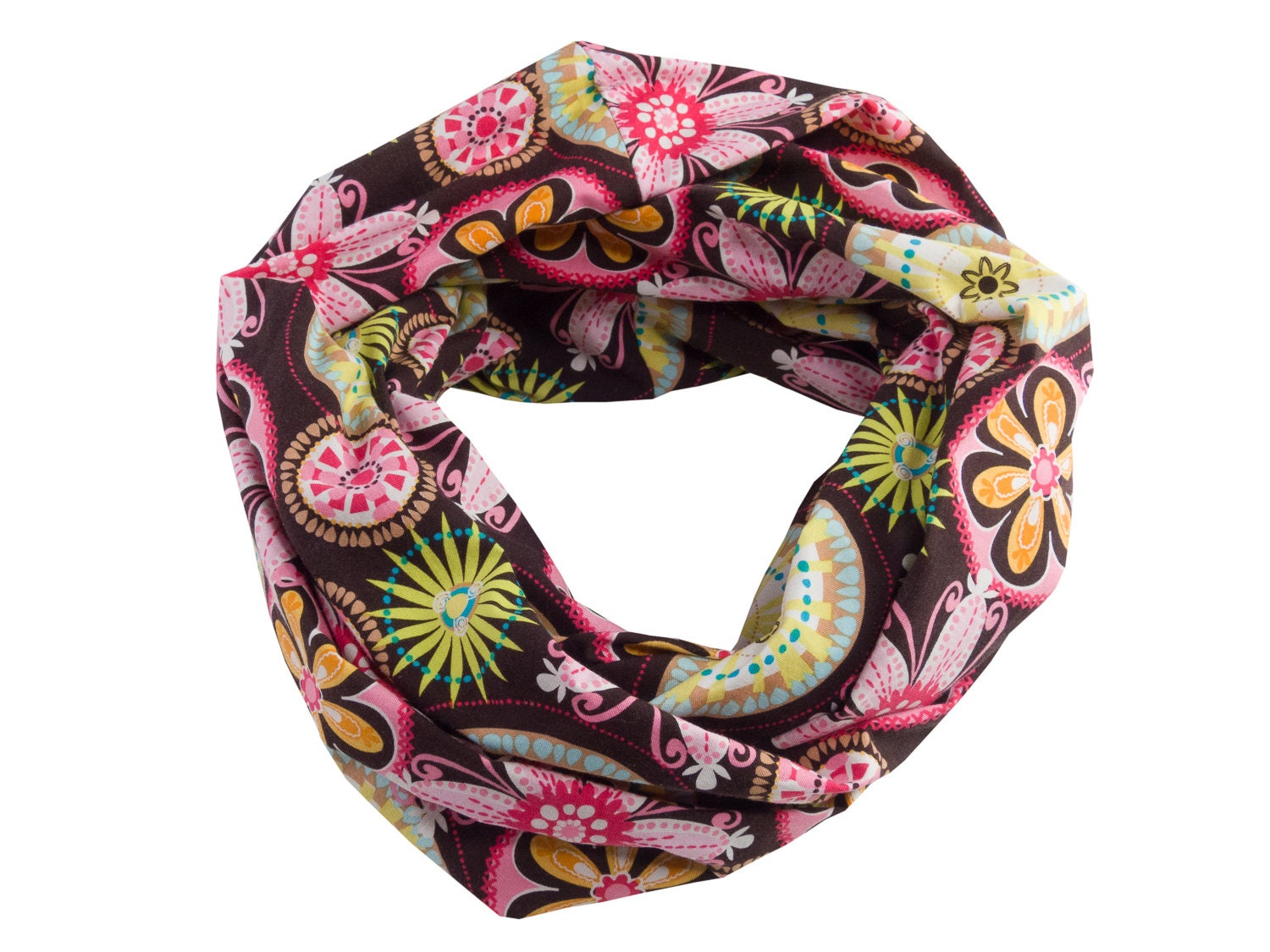 Damen-Loopschal Blumen Braun Rosa Orange Bunt Ca. 25 cm X 140 - 100% Baumwolle Rundschal Schlauchschal Damen-Loopschal Blumen Braun Rosa Orange Bunt Ca. 25 cm X 140 - 100% Baumwolle Rundschal Schlauchschal von bettinabruder
