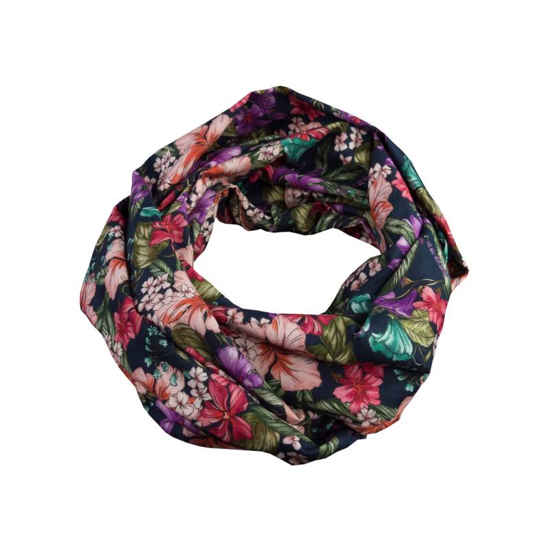 Damen-Loopschal Blumen Schwarz Bunt - Ca. 32 cm X 140 100% Viskose Rundschal Schlauchschal von bettinabruder