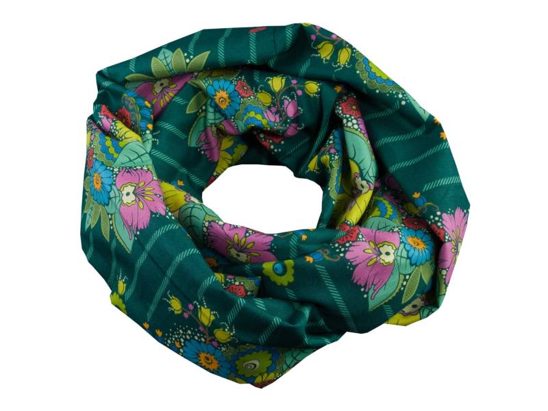 Damen-Loopschal Blumen Streifen Grün Bunt Ca. 25 cm X 140 - 100% Baumwolle Rundschal Schlauchschal Damen-Loopschal Blumen Streifen Grün Bunt Ca. 25 cm X 140 - 100% Baumwolle Rundschal Schlauchschal von bettinabruder