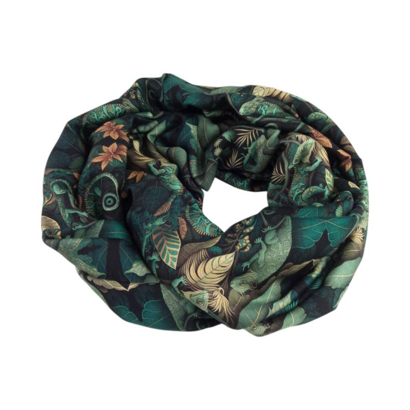 Damen-Loopschal Chamäleon Blätter Grün Grüntöne - Ca. 30 cm X 140 100% Viskose Rundschal Schlauchschal von bettinabruder