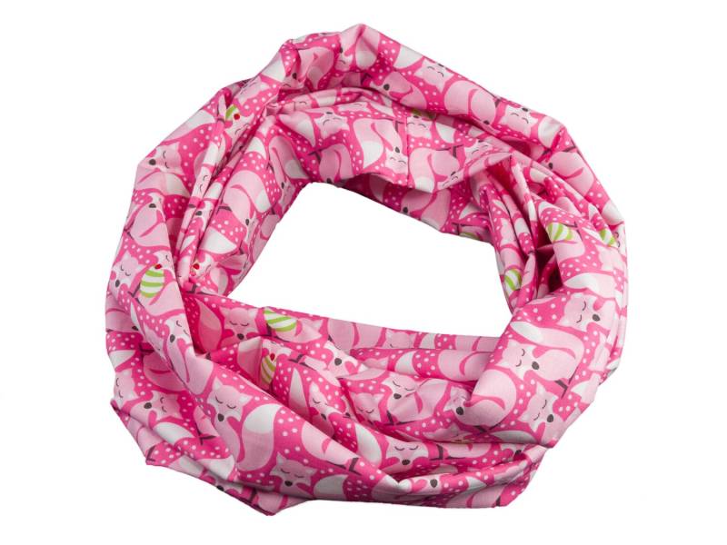 Damen-Loopschal Fuchs Füchse Pünktchen Rosa Pink Bunt - Ca. 25 cm X 140 100% Baumwolle Rundschal Schlauchschal von bettinabruder