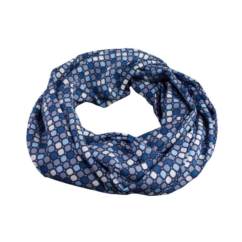Damen-Loopschal Grafik Minimuster Blau Grau Weiß - Ca. 32 cm X 140 100% Viskose Rundschal Schlauchschal von bettinabruder