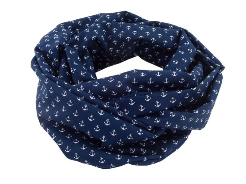 Damen-Loopschal Kleine Anker Maritim Blau Weiß Ca. 25 cm X 140 - 100% Baumwolle Rundschal Schlauchschal von bettinabruder