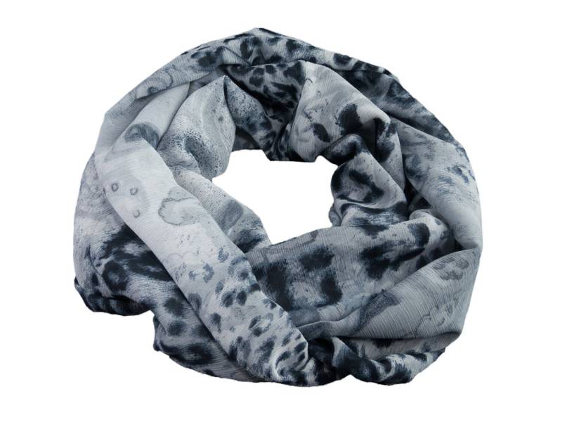 Damen-Loopschal Leo Animalprint Grau Schwarz - Ca. 35 cm X 140 100% Polyester Kreppstoff Rundschal Schlauchschal Damen-Loopschal Leo Animalprint Grau Schwarz - Ca. 35 cm X 140 100% Polyester Kreppstoff Rundschal Schlauchschal von bettinabruder