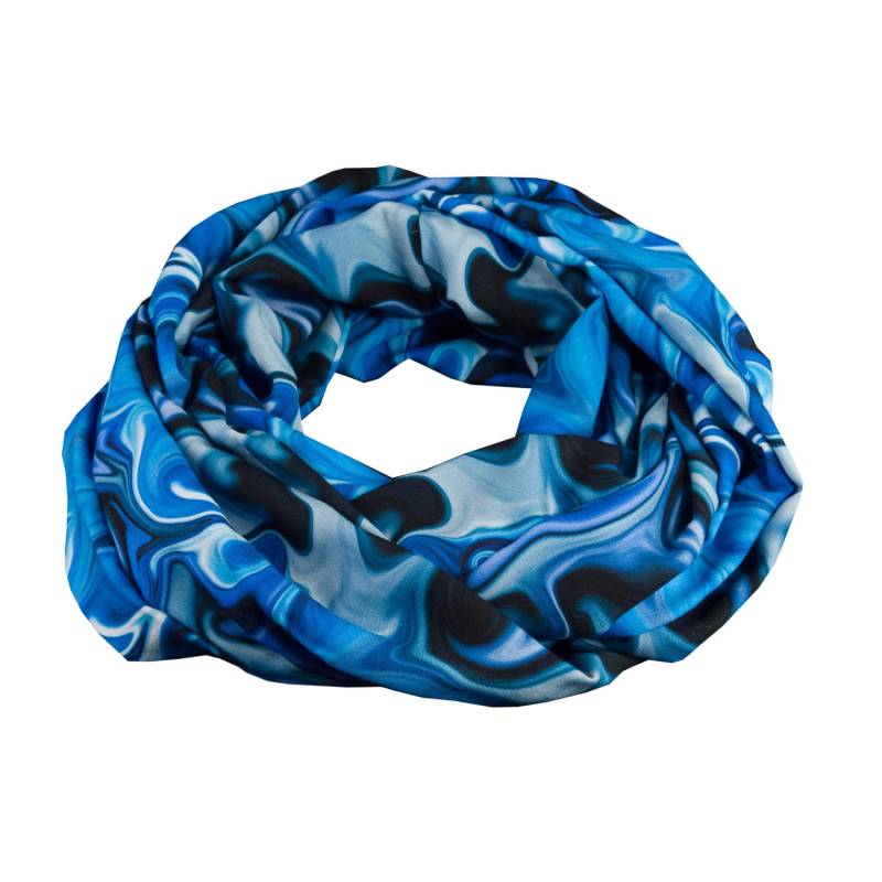 Damen-Loopschal Marmor Blau Blautöne Marmoriert - Ca. 28 cm X 140 100% Viskose Rundschal Schlauchschal von bettinabruder