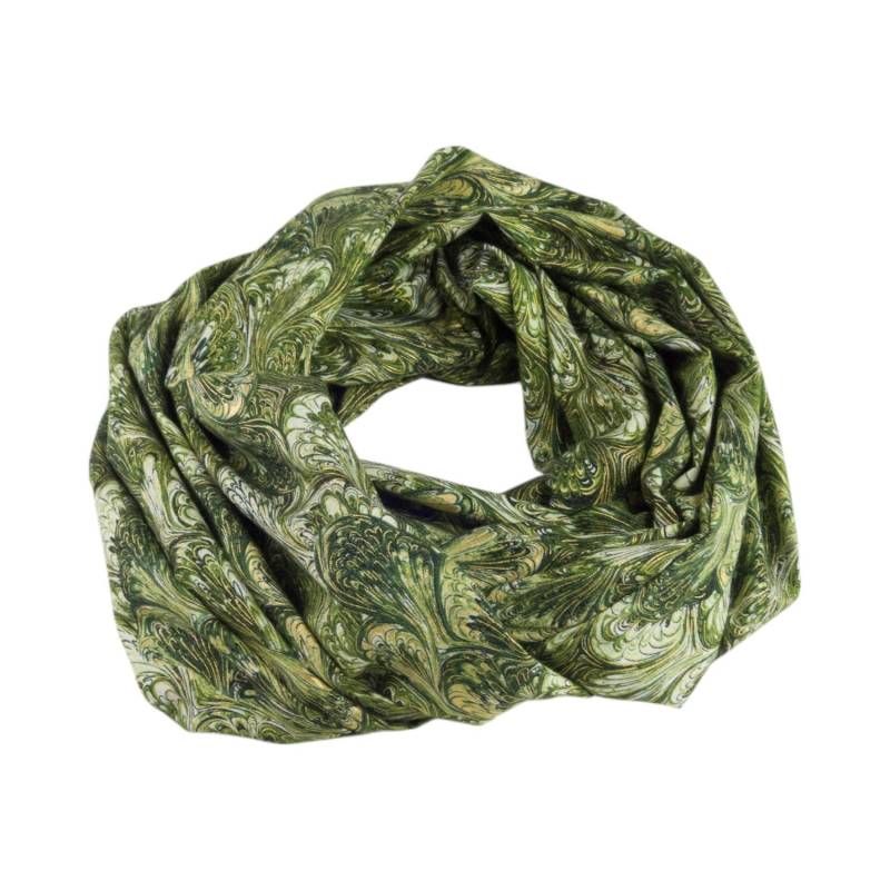 Damen-Loopschal Marmor Marmoriert Grüntöne Grün Ca. 25 cm X 140 - 100% Baumwolle Rundschal Schlauchschal von bettinabruder