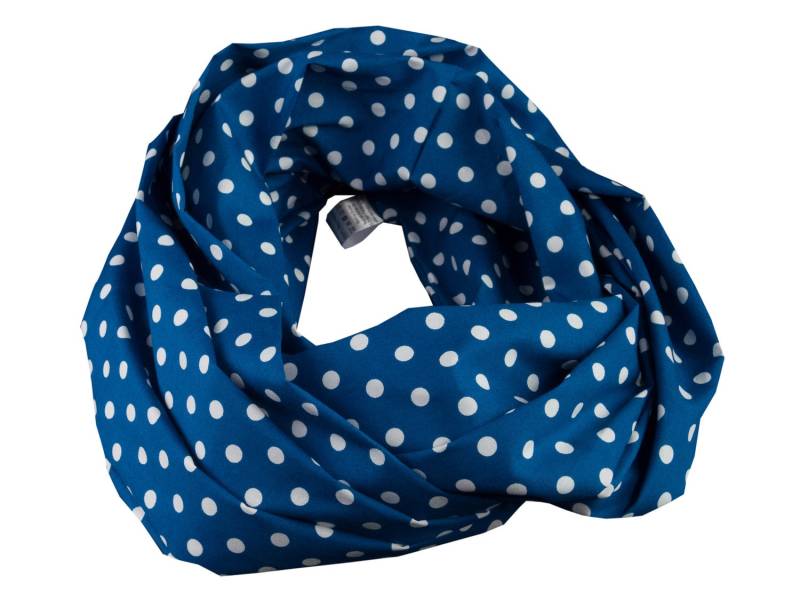 Damen-Loopschal Punkte Kobalt Königsblau Weiß Ca. 25 cm X 140 - 100% Baumwolle Rundschal Schlauchschal von bettinabruder