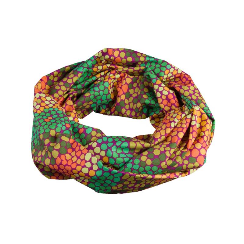 Damen-Loopschal Punkte Spot Grün Orange Bunt Ca. 25 cm X 140 - 100% Baumwolle Rundschal Schlauchschal von bettinabruder