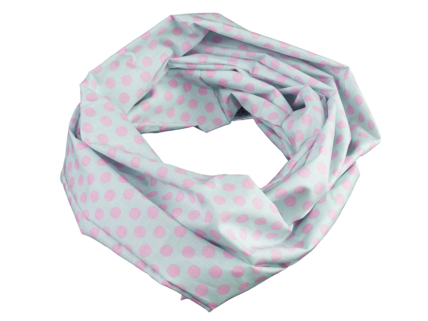 Damen-Loopschal Punkte Tupfen Hellblau Rosa Pastell - Ca. 25 cm X 140 100% Baumwolle Rundschal Schlauchschal von bettinabruder