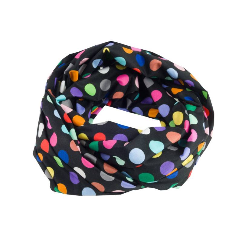 Damen-Loopschal Punkte Tupfen Schwarz Bunt - Ca. 25 cm X 140 100% Baumwolle Rundschal Schlauchschal von bettinabruder
