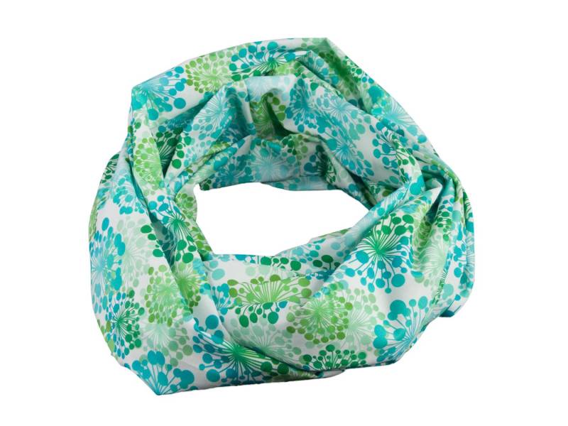 Damen-Loopschal Pusteblume Dandelion Weiß Türkis Grün - Ca. 25 cm X 140 100% Baumwolle Rundschal Schlauchschal von bettinabruder
