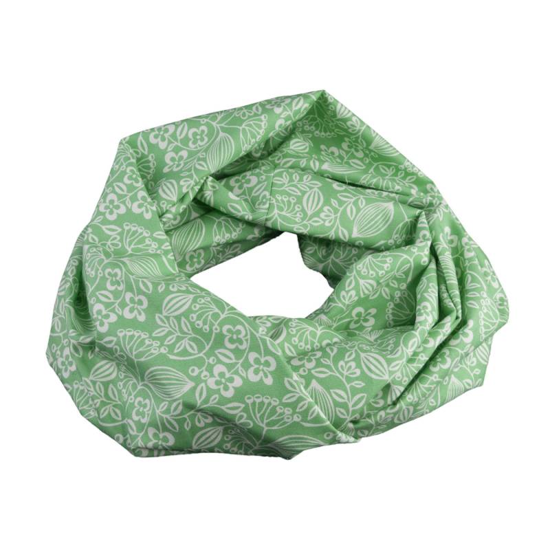 Damen-Loopschal Rundschal Schlauchschal Ornamente Grün Weiß Ca. 25 cm X 140 - 100% Baumwolle von bettinabruder