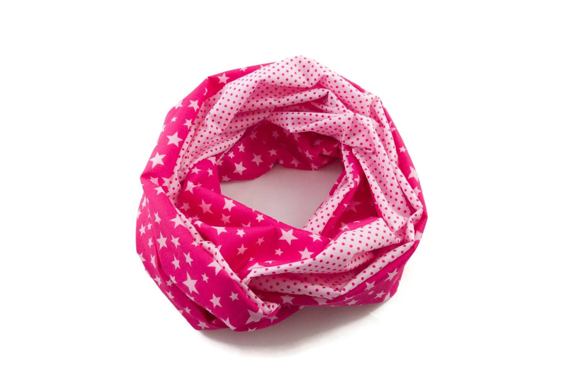 Damen-Loopschal Rundschal Schlauchschal Sterne Punkte Pink Rosa - Ca. 25 cm X 140 100% Baumwolle von bettinabruder