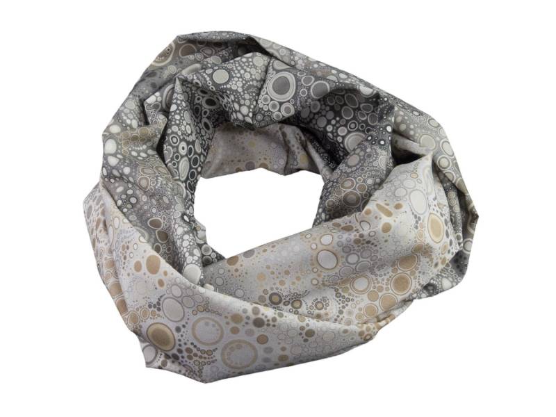 Damen-Loopschal Tropfen Punkte Bubbles Farbverlauf Creme Beige Grau Grautöne Ca. 25 cm X 140 - 100% Baumwolle Rundschal Schlauchschal von bettinabruder