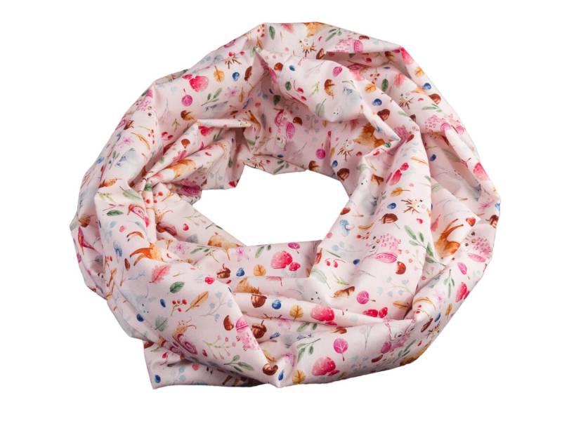 Damen-Loopschal Waldtiere Reh Eule Rosa Bunt Ca. 25 cm X 140 - 100% Baumwolle Rundschal Schlauchschal Damen-Loopschal Waldtiere Reh Eule Rosa Bunt Ca. 25 cm X 140 - 100% Baumwolle Rundschal Schlauchschal von bettinabruder