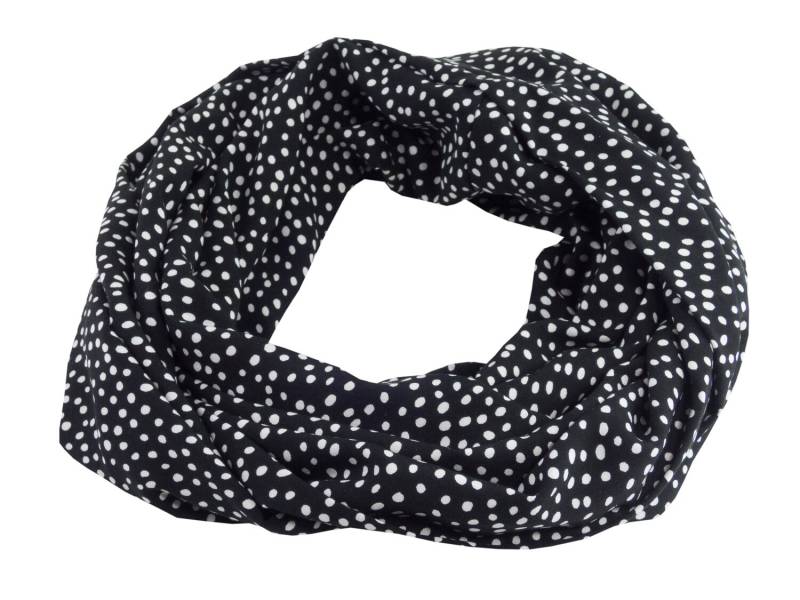 Damen-Loopschal Xl Punkte Tupfen Schwarz Weiß - Ca. 35 cm X 190 100% Viskose Rundschal Schlauchschal von bettinabruder