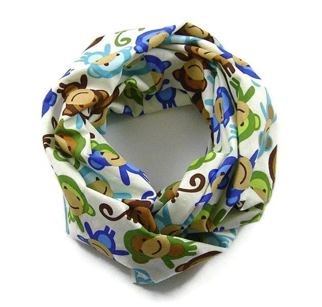 Kinder-Loopschal Schlauchschal Affen Tiere Zoo Weiss Grün Blau | Ca. 2, 5 - 6 Jahre 100% Baumwolle Kinder-Loopschal Schlauchschal Affen Tiere Zoo Weiss Grün Blau | Ca. 2, 5 - 6 Jahre 100% Baumwolle von bettinabruder