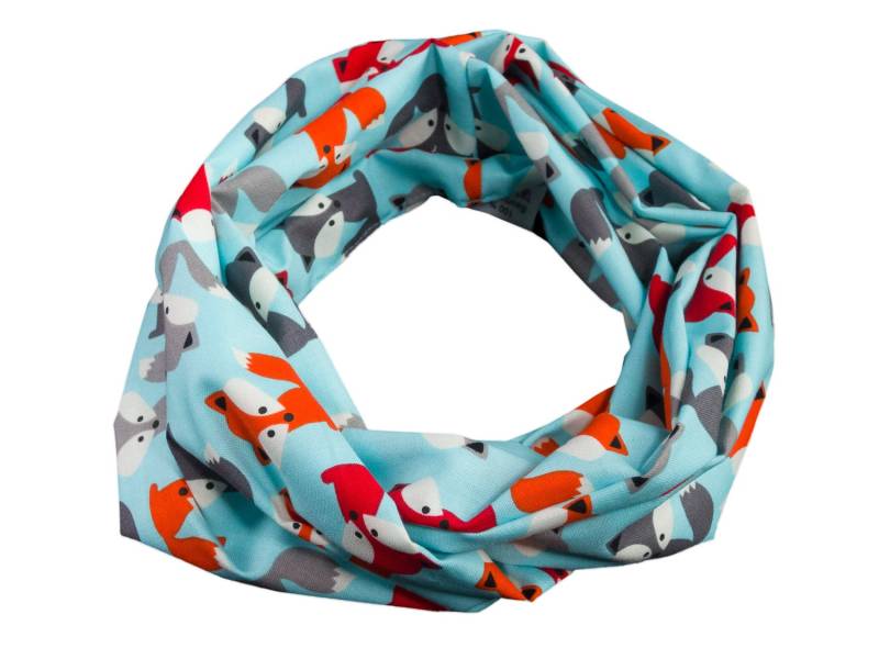 Kinder-Loopschal Schlauchschal Fuchs Füchse Hellblau | Ca. 2, 5 - 6 Jahre 100% Baumwolle von bettinabruder