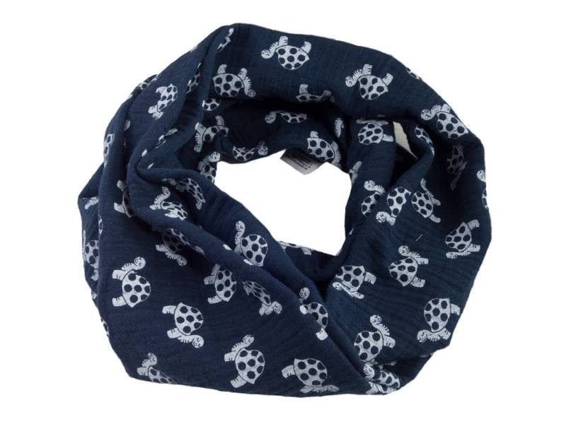 Kinder-Loopschal Schlauchschal Schildkröten Blau Weiß | Ca. 4 - 8 Jahre 100% Baumwolle- Musselin Double Gauze von bettinabruder