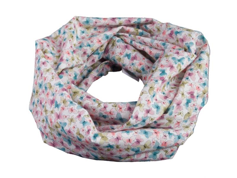 Kinder-Loopschal Schlauchschal Schmetterlinge Weiß Pastell | Ca. 2, 5 - 6 Jahre 100% Baumwolle von bettinabruder
