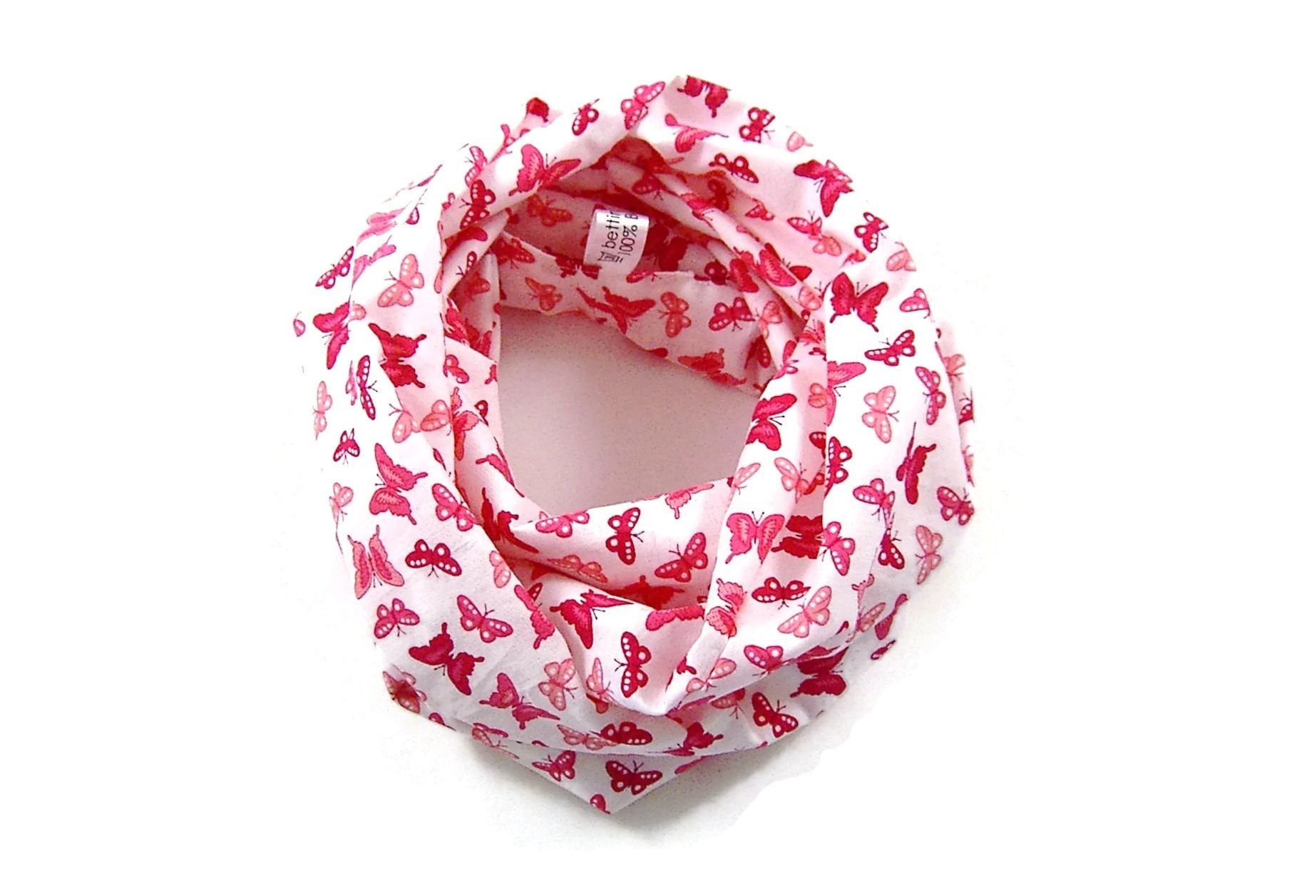 Kinder-Loopschal Schlauchschal Schmetterlinge Weiß Rosa Pink Rot | Ca. 2, 5 - 6 Jahre 100% Baumwolle Kinder-Loopschal Schlauchschal Schmetterlinge Weiß Rosa Pink Rot | Ca. 2, 5 - 6 Jahre 100% Baumwolle von bettinabruder