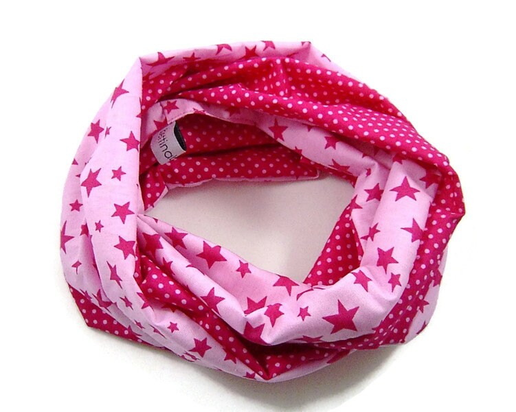 Kinder-Loopschal Schlauchschal Sterne Punkte Rosa Pink | Ca. 2, 5 - 6 Jahre 100% Baumwolle von bettinabruder