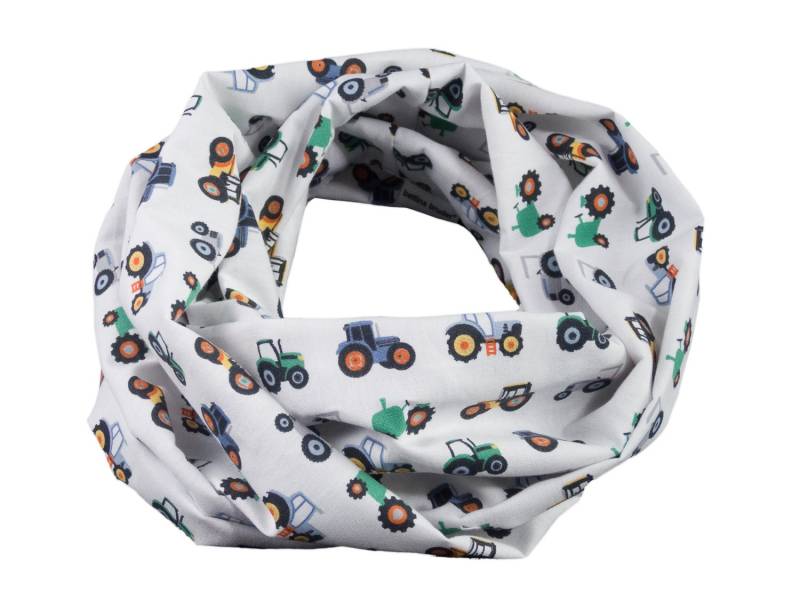Kinder-Loopschal Schlauchschal Traktor Weiß Bunt | Ca. 2, 5 - 6 Jahre 100% Baumwolle von bettinabruder