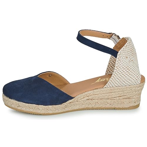 betty london Inono Stoffpantoletten/Espandrillos Damen Marine - 35 - Leinen-Pantoletten Mit Gefloch Shoes von betty london