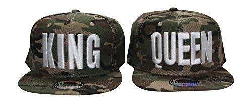 Snapback Cap King Queen Mr Mrs Brother Sister Damen Herren Caps Camouflage schwarz grau (K&Q Army) von beybey