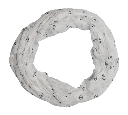 beybey® Anker Marine Damen Seide Loop Schal in tollen Farben - ein Seidenschal zum Verlieben (weiß) von beybey