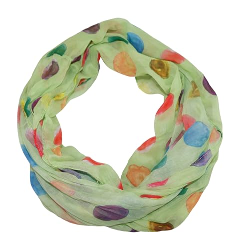 beybey® Damen Seide Loop Schal in herrlichen Farben und ein Batik Punkte Loopschal zum Verlieben Seidenschal (dx applegreen) von beybey