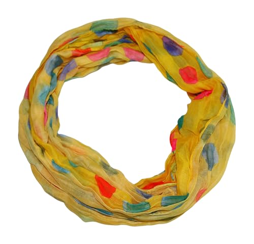 beybey® Damen Seide Loop Schal in herrlichen Farben und ein Batik Punkte Loopschal zum Verlieben Seidenschal (dx gelb) von beybey