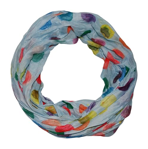 beybey® Damen Seide Loop Schal in herrlichen Farben und ein Batik Punkte Loopschal zum Verlieben Seidenschal (dx hellblau) von beybey