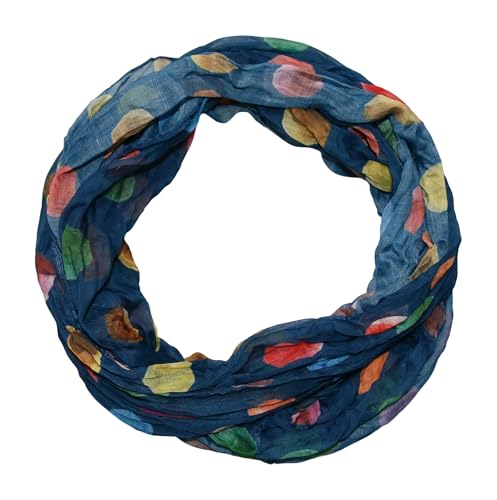 beybey® Damen Seide Loop Schal in herrlichen Farben und ein Batik Punkte Loopschal zum Verlieben Seidenschal (dx marine) von beybey