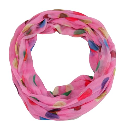 beybey® Damen Seide Loop Schal in herrlichen Farben und ein Batik Punkte Loopschal zum Verlieben Seidenschal (dx pink) von beybey