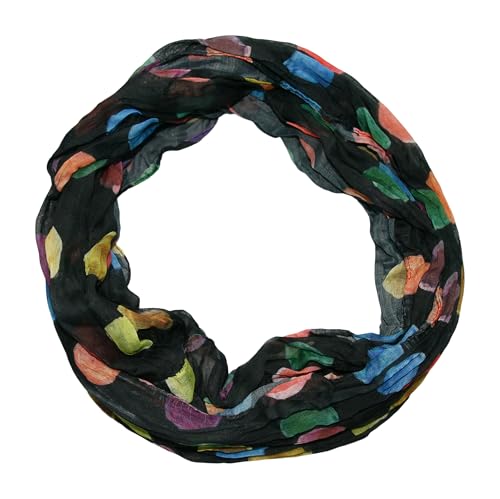 beybey® Damen Seide Loop Schal in herrlichen Farben und ein Batik Punkte Loopschal zum Verlieben Seidenschal (dx schwarz) von beybey