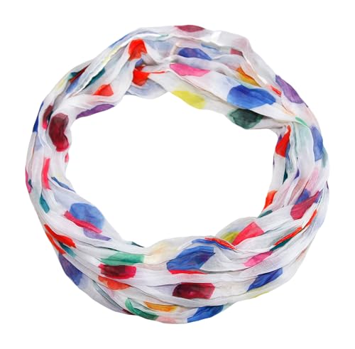 beybey® Damen Seide Loop Schal in herrlichen Farben und ein Batik Punkte Loopschal zum Verlieben Seidenschal (dx weiss) von beybey