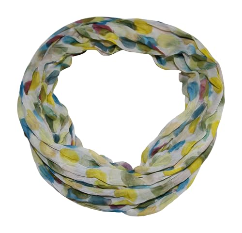 beybey® Damen Seide Loop Schal in herrlichen Farben und ein Batik Punkte Loopschal zum Verlieben Seidenschal (türkis gelb) von beybey