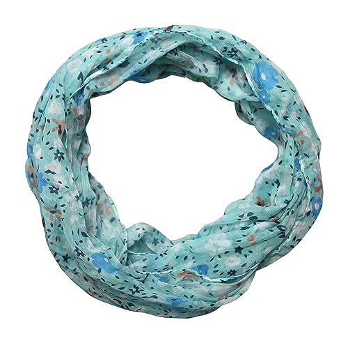 beybey® Damen Seide Loop Schal mit Blumenmuster - Wunderschön und Fein - Seidenschal - Schlauchschal (LUX1 Mint) von beybey