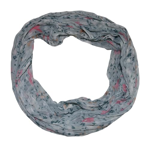 beybey® Damen Seide Loop Schal mit Blumenmuster - Wunderschön und Fein - Seidenschal - Schlauchschal (Lux Grau) von beybey