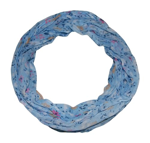 beybey® Damen Seide Loop Schal mit Blumenmuster - wunderschön und fein - Seidenschal - Loop Schal Damen - Schlauchschal Damen (Lux sky blue) von beybey