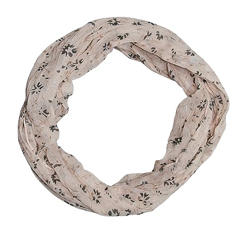 beybey® Damen Seide Loop Schal Mit Blumenmuster - Wunderschön und Fein - Seidenschal - Schlauchschal (SX8 Beige) von beybey