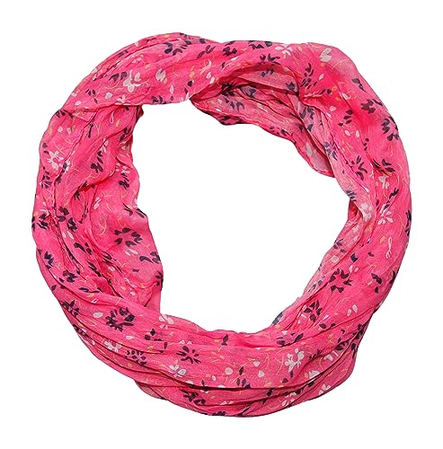 beybey® Damen Seide Loop Schal mit Blumenmuster - wunderschön und fein - Seidenschal - Loop Schal Damen - Schlauchschal Damen (SX8 fuchsia) von beybey